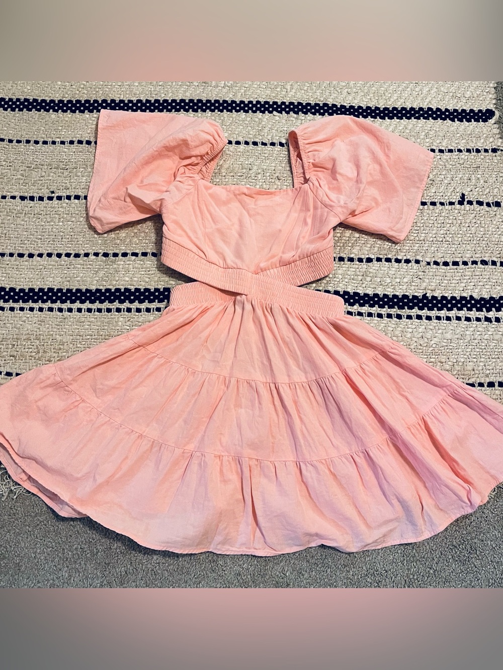 Women’s Pink Puff-Sleeve Two-Piece Dress